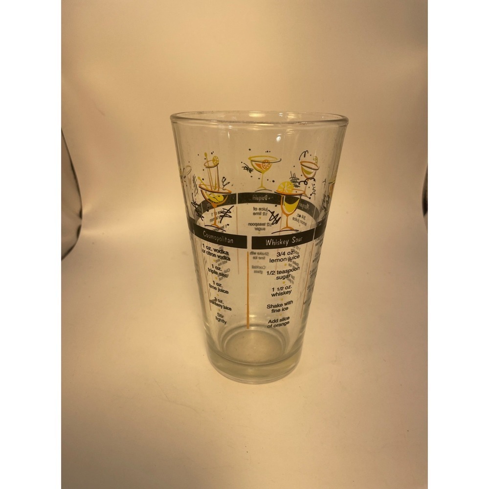 Vintage 90s Libbey Barware Cocktail Recipe Tumbler Mixed Drink Glass Man Cave VG
